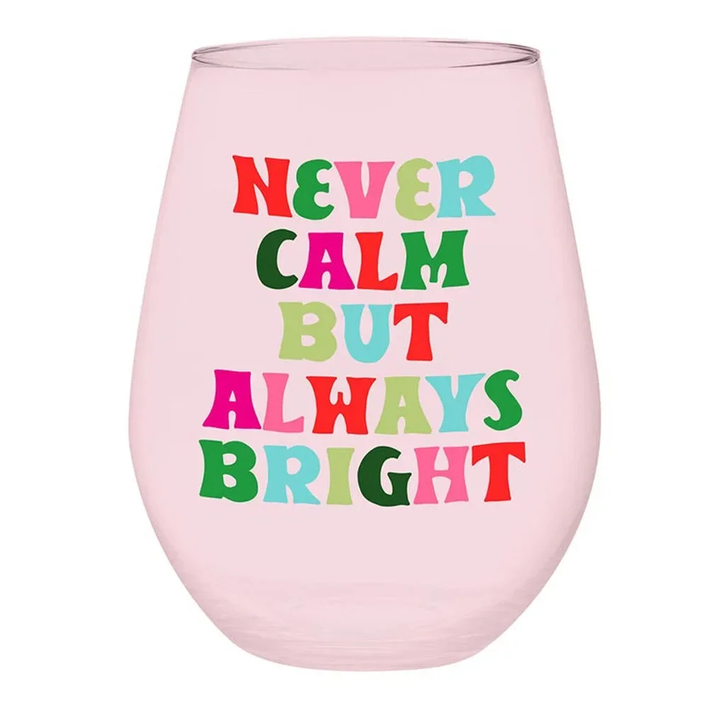 Always Bright Jumbo Stemless Wine Glass in Pink Tinted Glass | Pastel Christmas